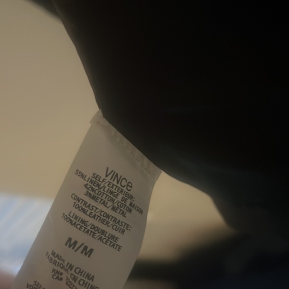 VINCE Leather Linen Tailored Zip Front Vest - Picture 9 of 9